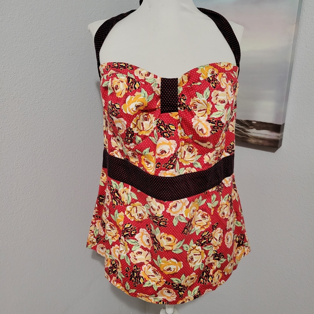 Torrid Floral Polka Dot Tank Top Size 1